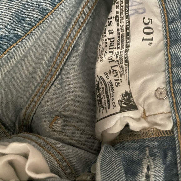 501 Original Levi's Light Blue Straight Leg Jeans whit distressed detailsW26 L30 - Picture 5 of 11